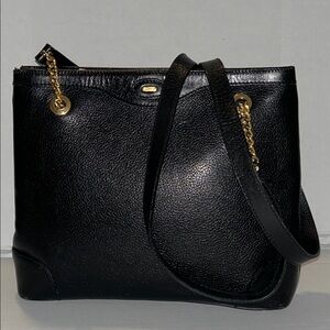 Vintage Bally Black leather double strap handbag shoulder bag